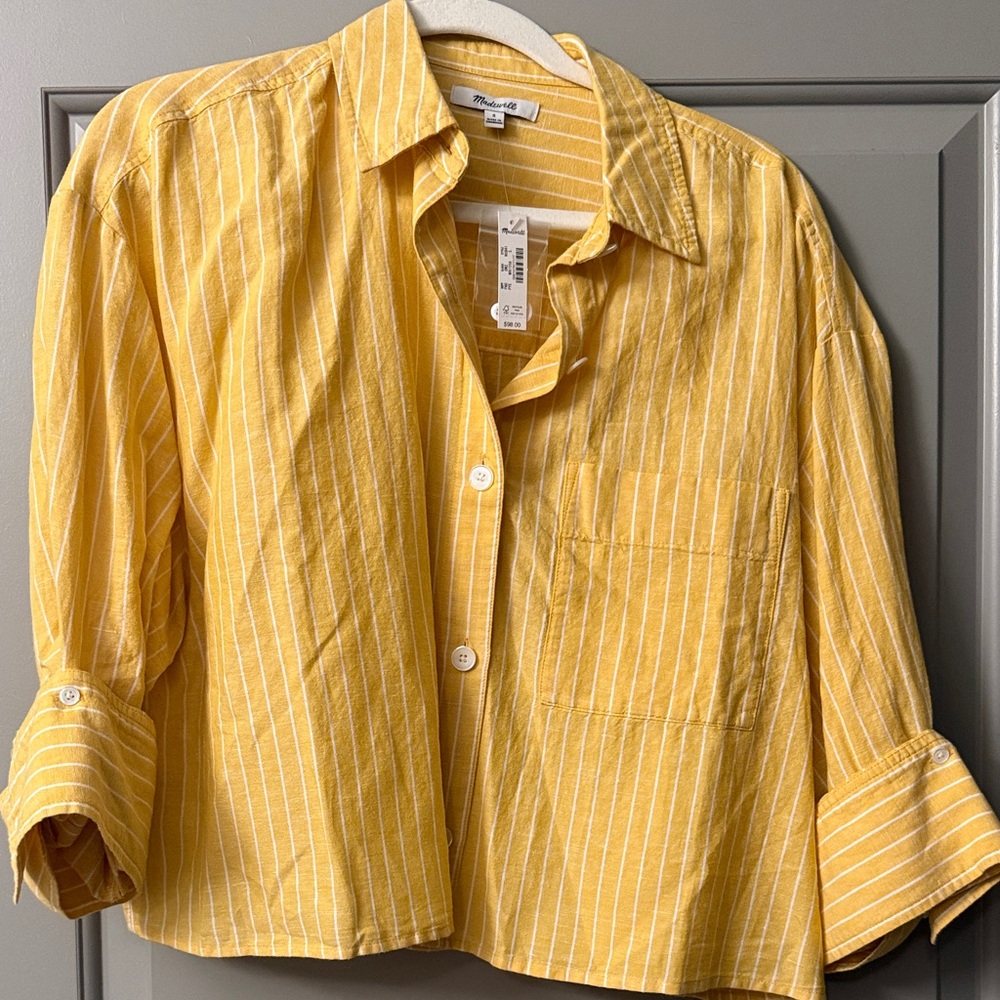 Madewell Yellow Striped Button Down Shirt